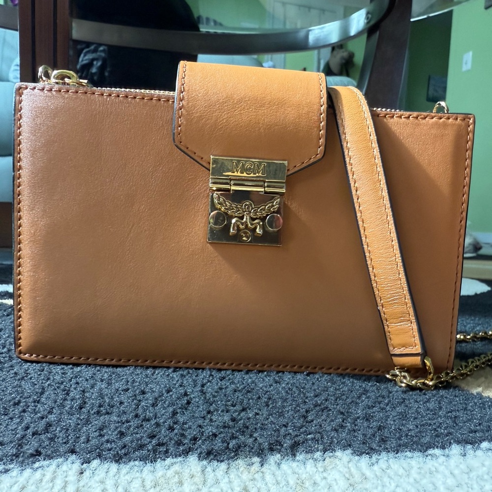 MCM Tan Leather Crossbody Bag